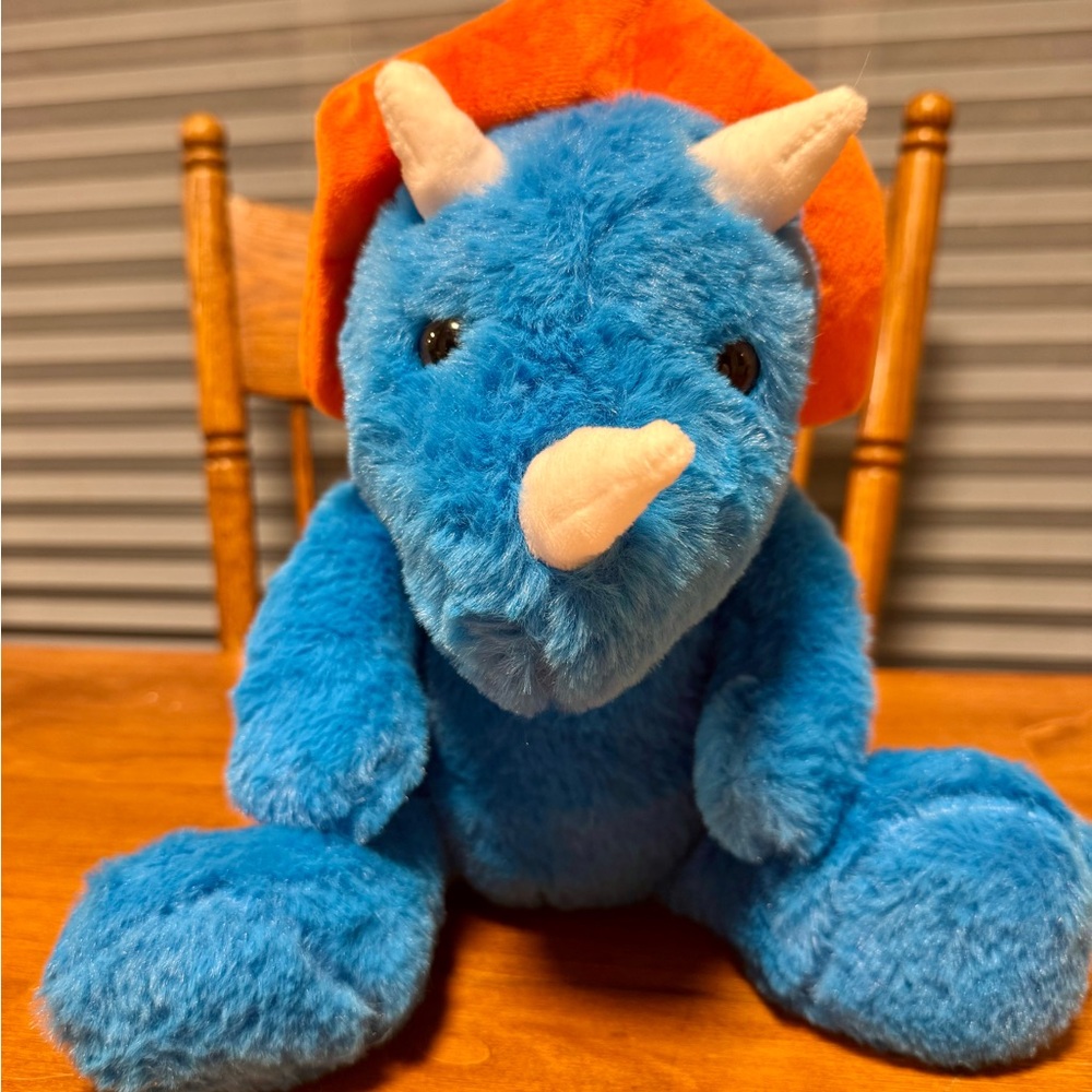 Plush Blue Triceratops Toy